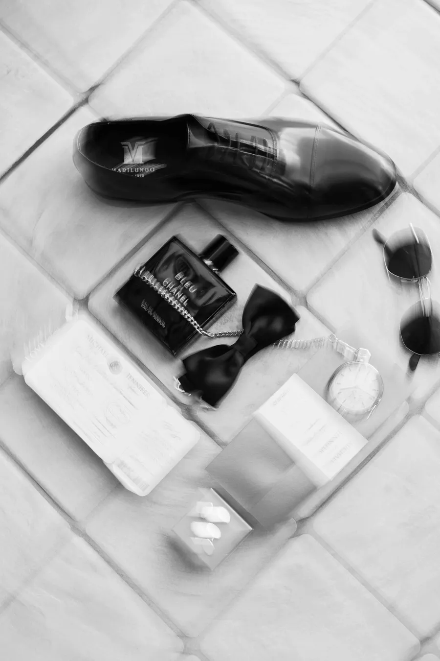 Groom wedding day details flat lay